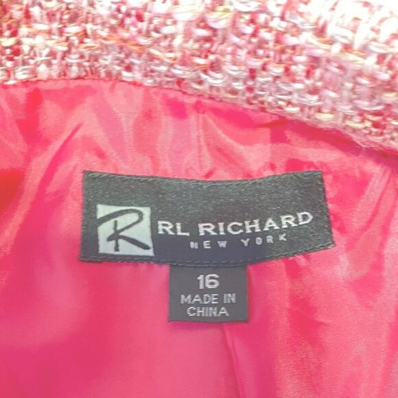 Vintage 1980s RL Richard NY Pink Tweed Jacket Size 16 - Picture 7 of 11